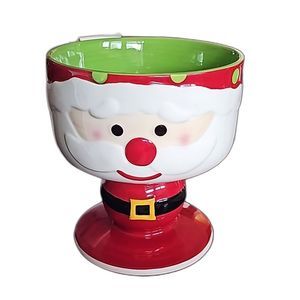 Santa Triffle Pasta Salad Fruit Dessert Centerpiece Holiday Christmas Bowl NWOB